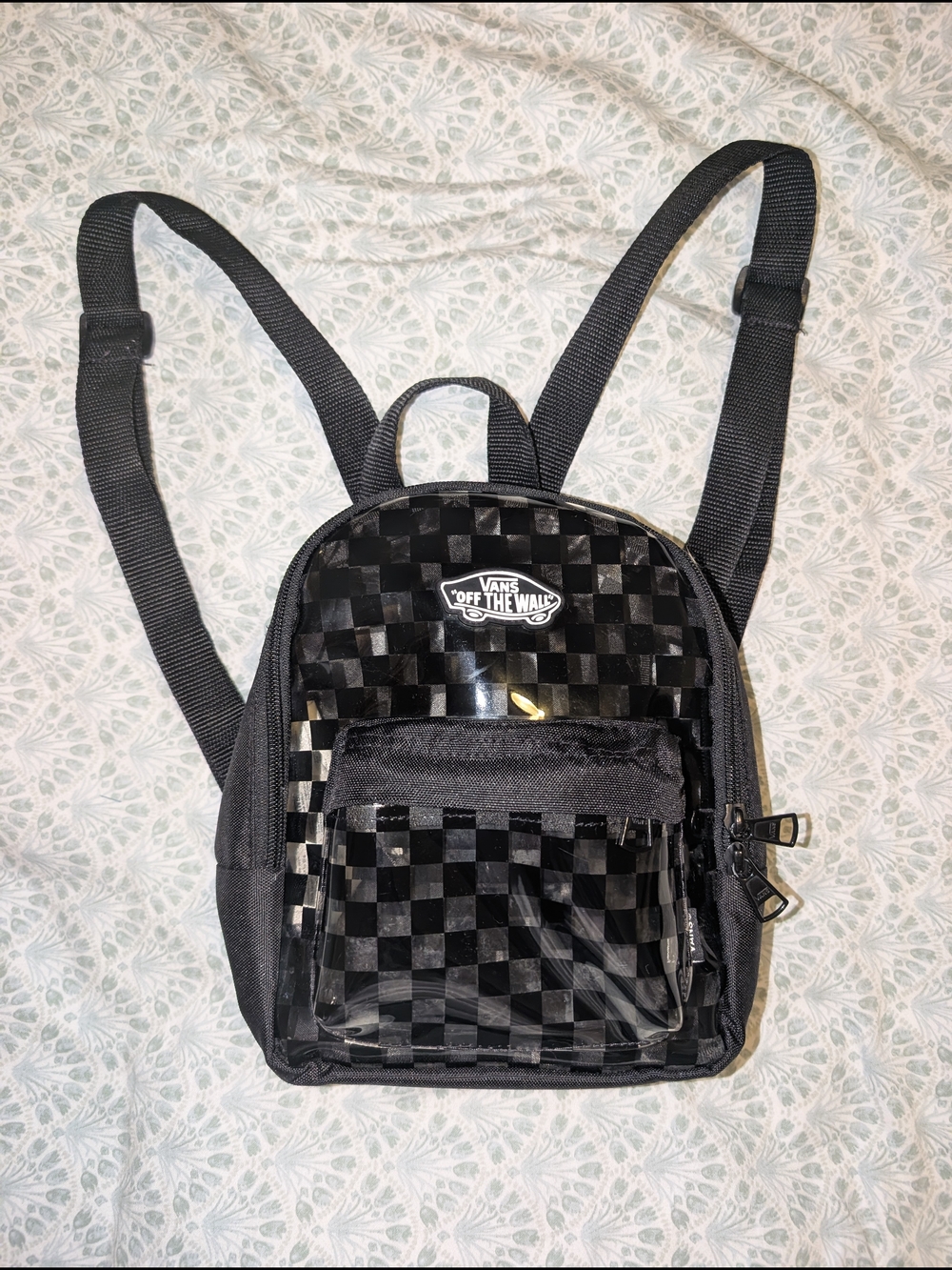 Vans Black Checker Mini Backpack with Gloss Pocket